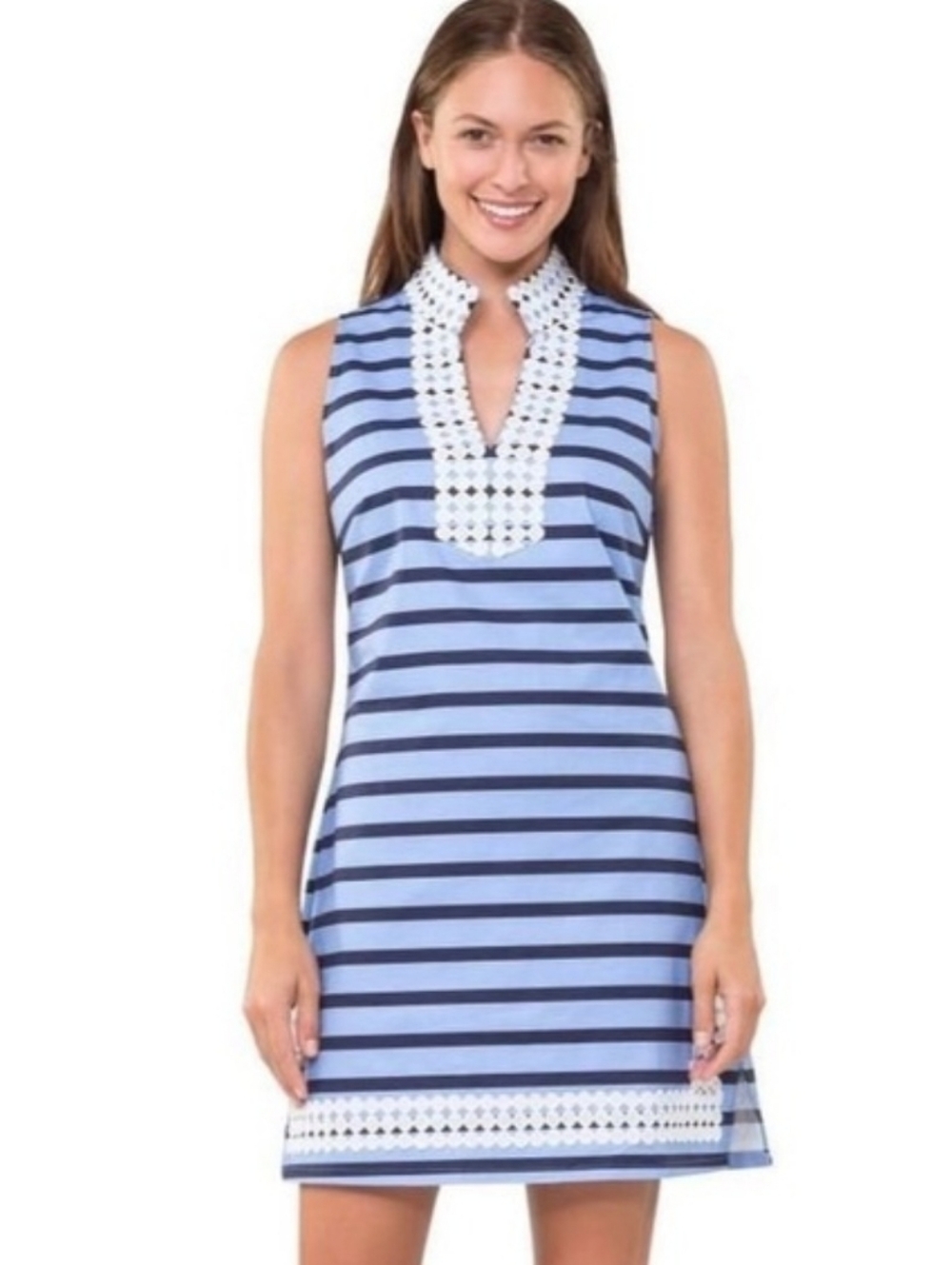 Sail to Sable Classic Slub Stripe Navy/ Hydrangea Size S